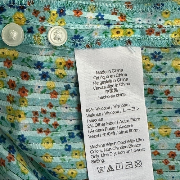 J. Crew Ruffle Top In Field Day Print Aqua Small Ditsy Floral Mint medium - Picture 8 of 8